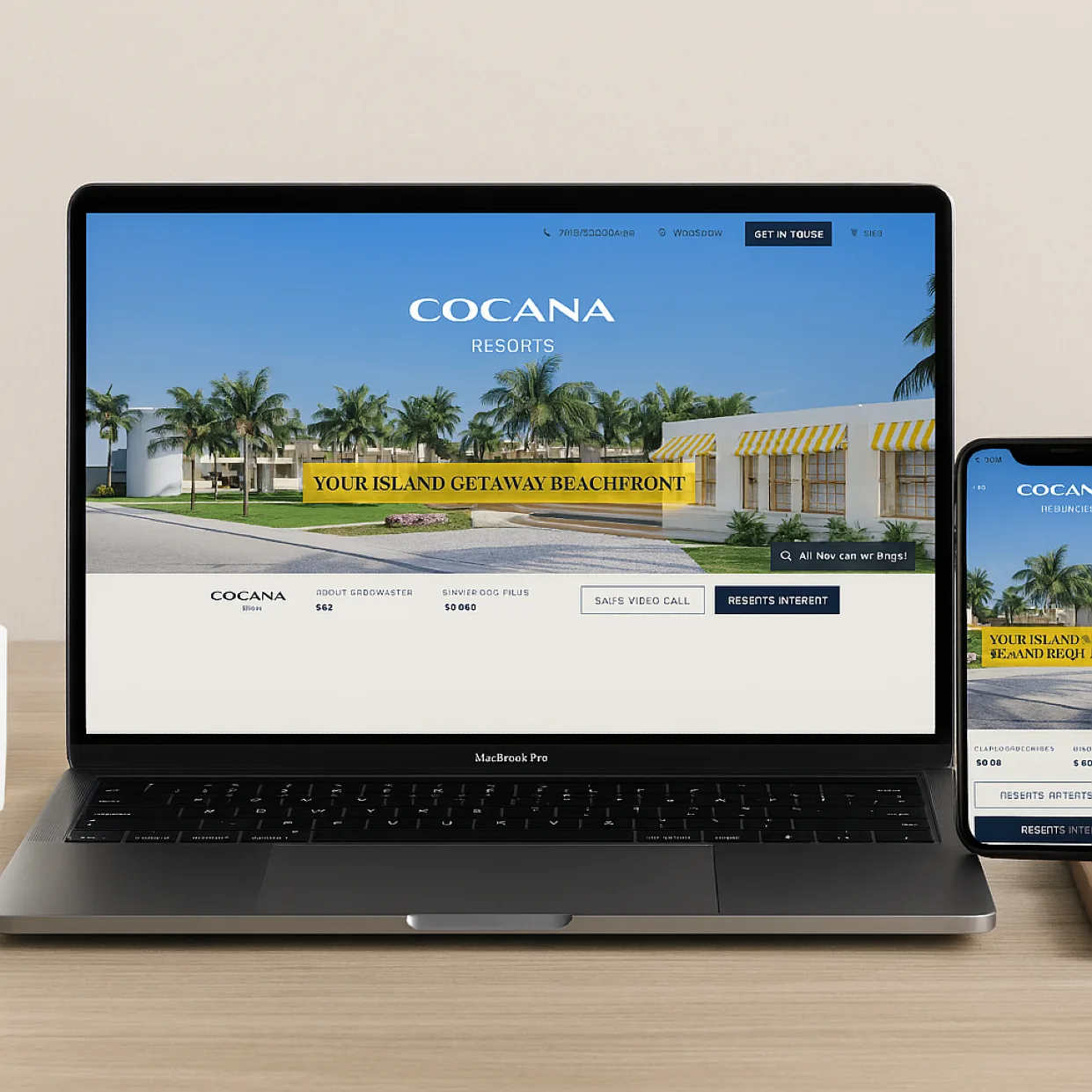 Contoh landing page premium Cocana Resort karya KodingPlus Bali
