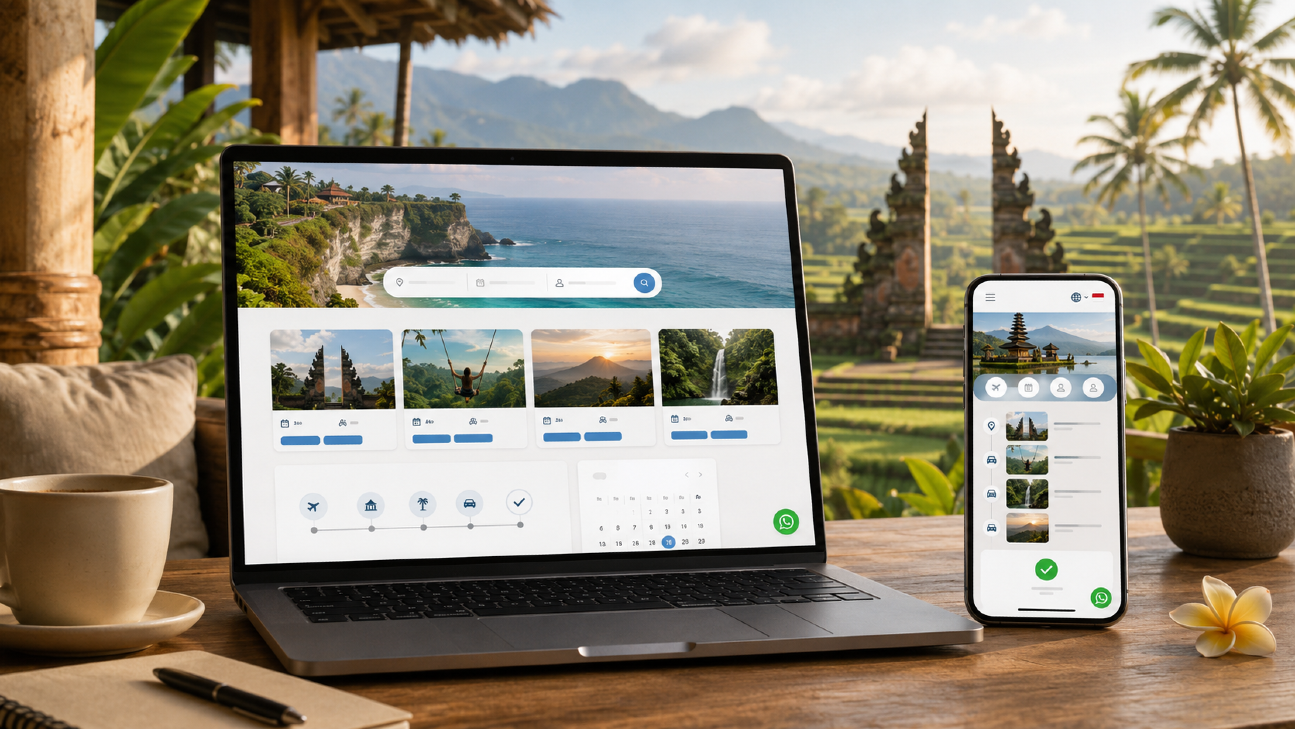 Ilustrasi Fitur Penting Website Travel dan Tour di Bali