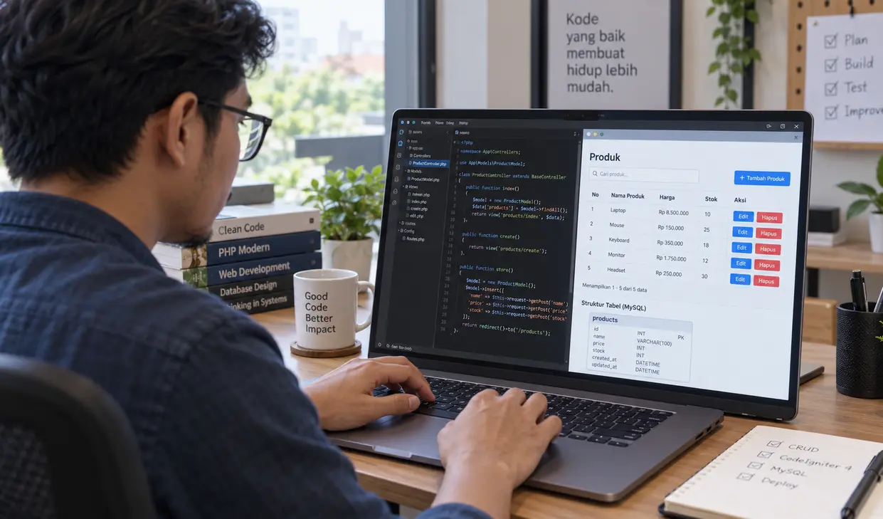 Contoh coding Contoh CRUD CodeIgniter 4 dan MySQL Lengkap